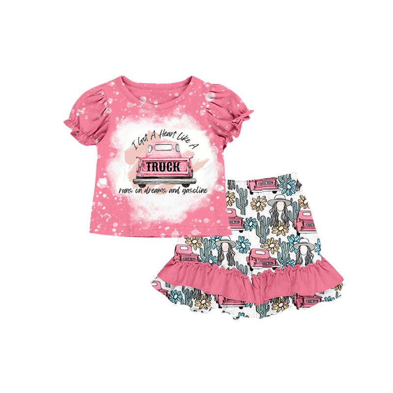 Baby Girls Pink Country Singer Shirt Ruffle Shorts Western Clothes Sets preorder(moq 5)