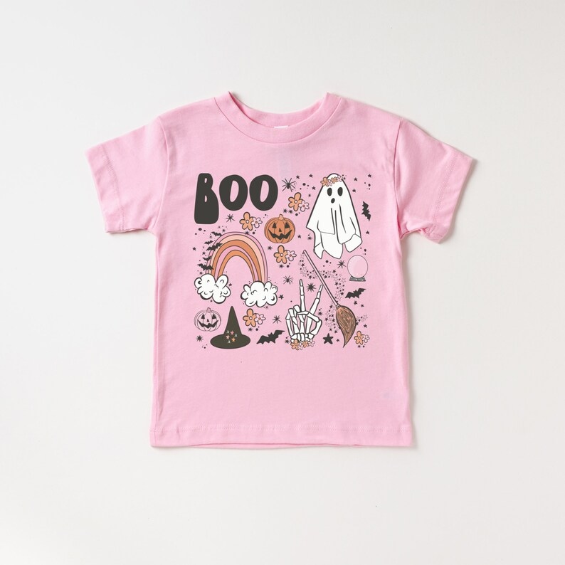 Baby Girls Pink Boo Halloween Short Sleeve Tee Shirts Tops Preorder(moq 5)