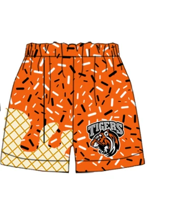 Preorder moq 5 Baby Boys Orange Drip Tigers Team Shorts Bottom