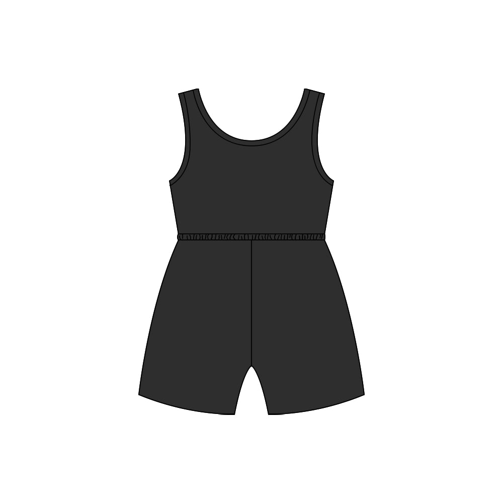 Preorder (moq 5)Baby Girls Black Cotton Shorts Summer Jumpsuits