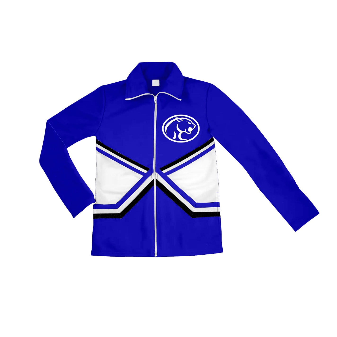 Preorder (moq 5)Baby Girls Hot Blue Long Sleeves Tiger Print Team Zipper Jacket Top