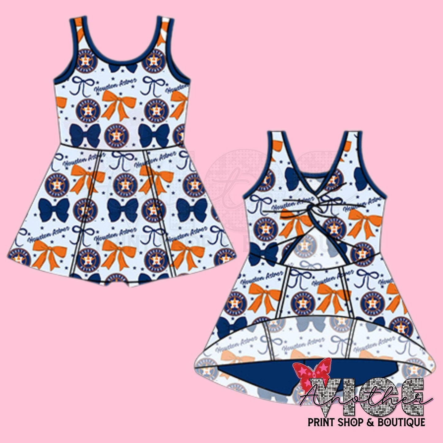 Preorder (moq 5)Baby Girls Huston Team Knee Length Dresses