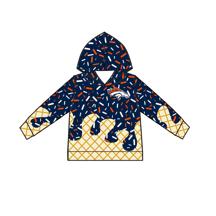 Preorder (moq 5)Baby Boys Navy Drip Sprinkles Denver Broncos Team Long Sleeves Hoodies Top