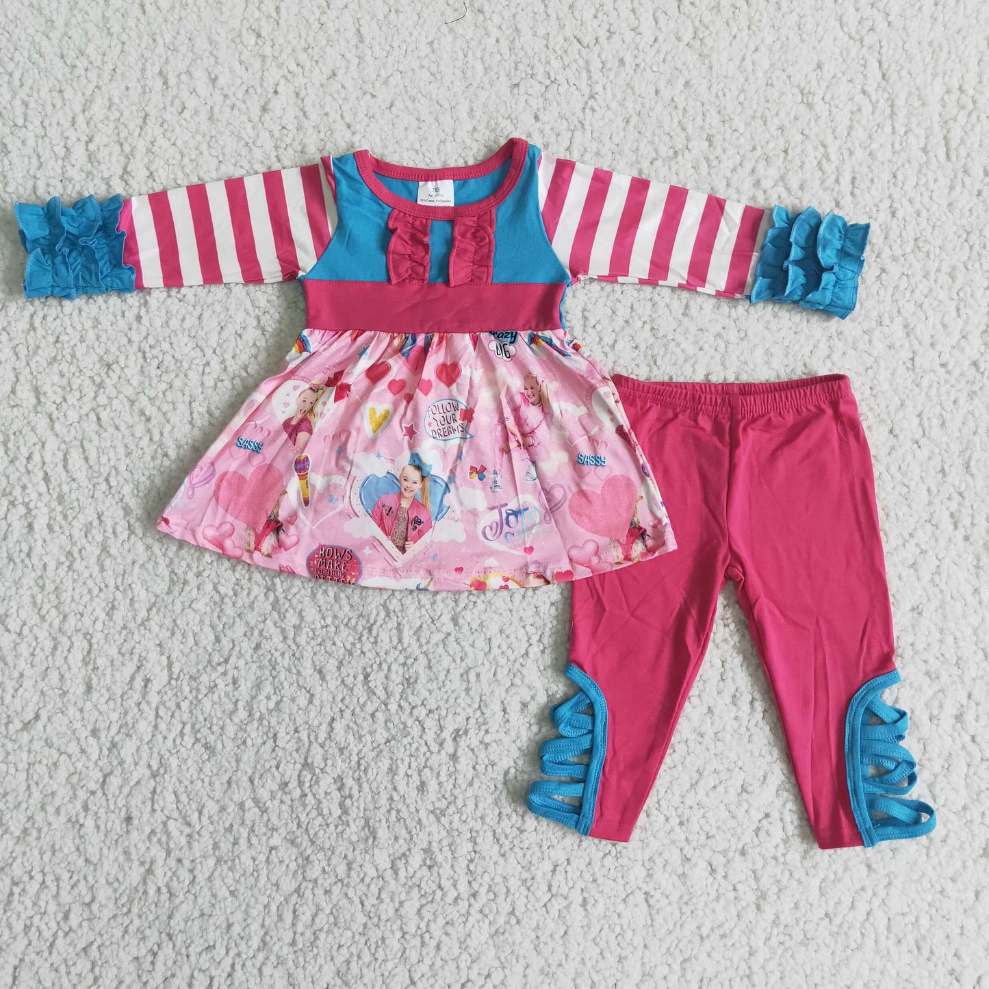 Valentines pink blue stripe sets