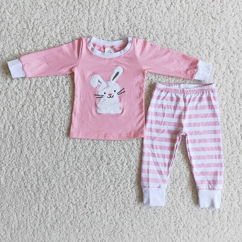 Sibling Boys Baby Girls Easter Bunny Top Pants Pajamas Sets
