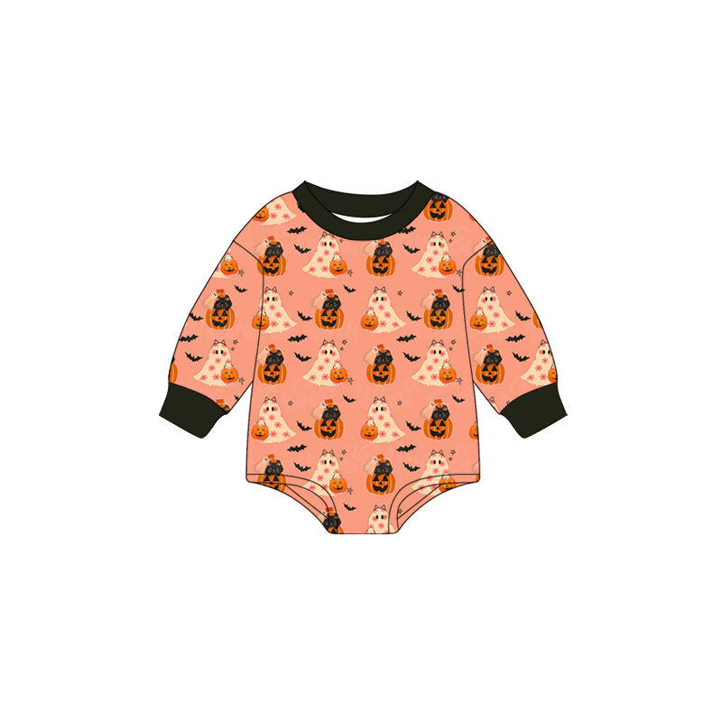 Preorder moq 5 Baby Infant Boys Long Sleeves Ghost Pumpkins Bats Plaid Rompers