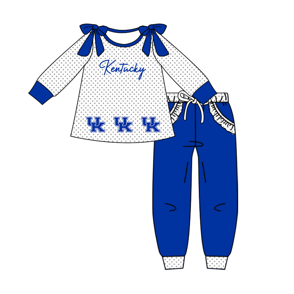 Preorder (moq 5)Baby Girls Polka Dots UK Tunic Pockets Jogger Team Clothes Sets
