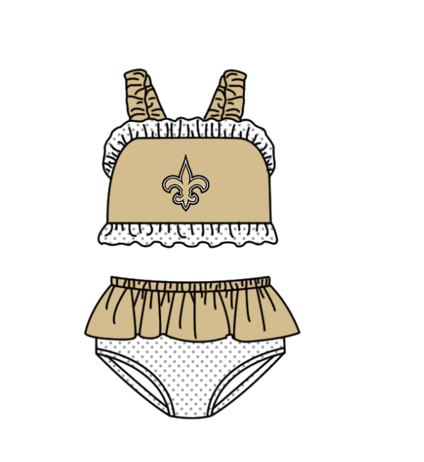 Preorder moq 5 Baby Girls Golden Strap Anchors Vest Top Bummies Short Team Swimsuits