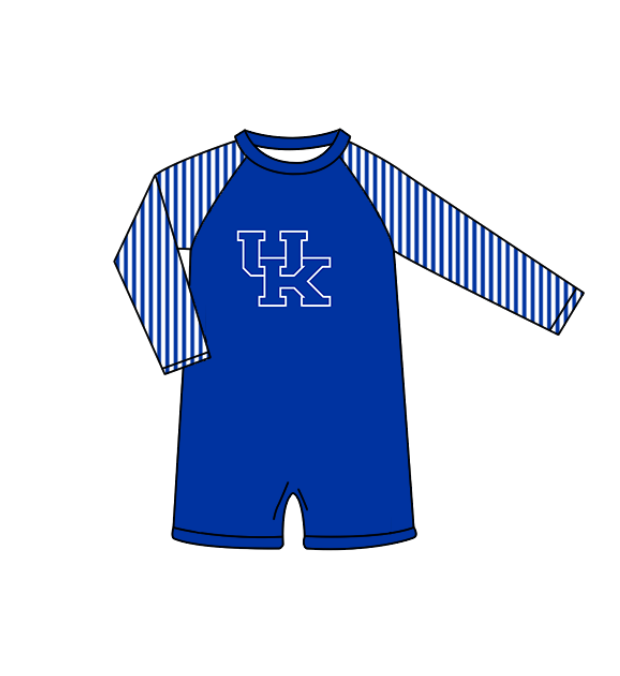Preorder moq 5 Baby Boys Hot Blue Stripe Long Sleeve UK Team Swimsuits