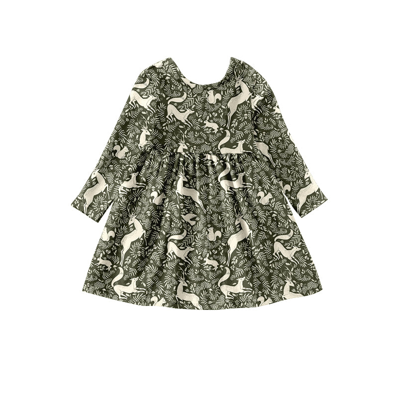 Preorder (moq 5)Baby Girls Flowers Animals Hunting Knee Length Dresses