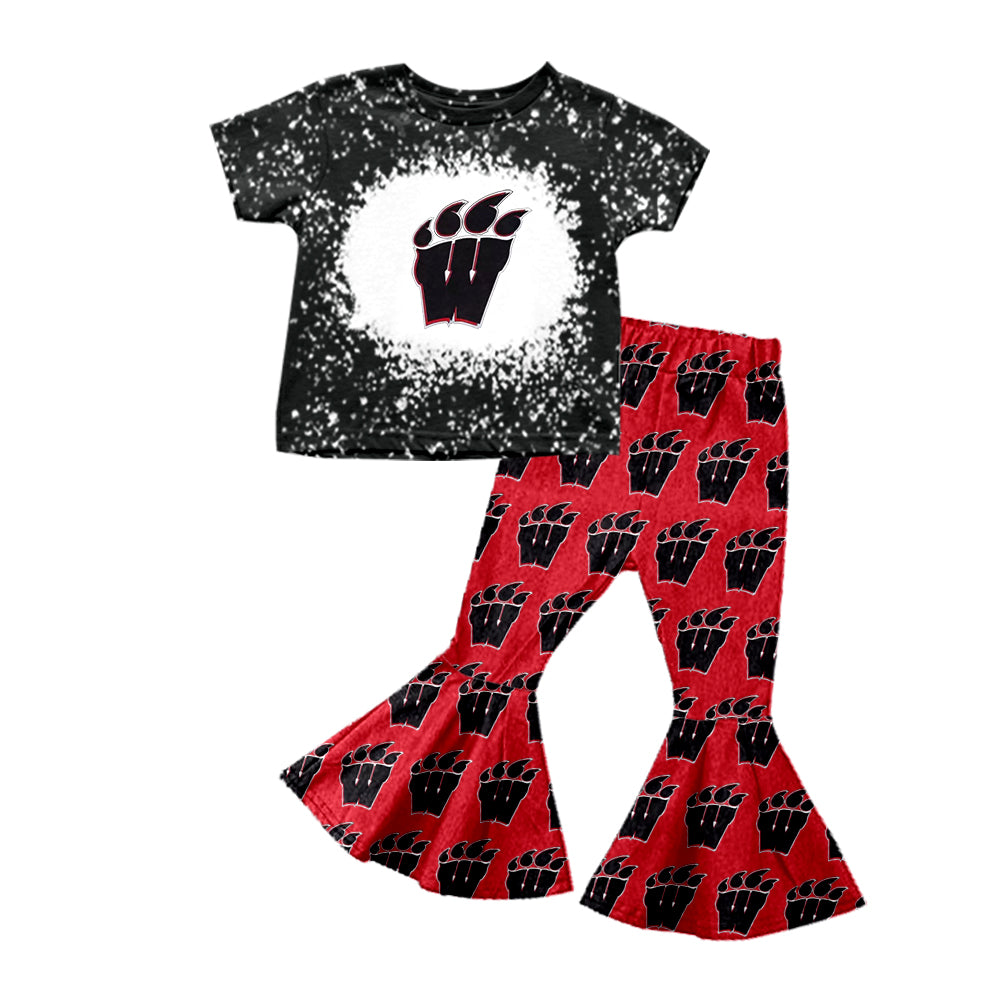 Baby Girls School Team 6 Shirt Top Bell Pants Clothes Sets Preorder(moq 5)