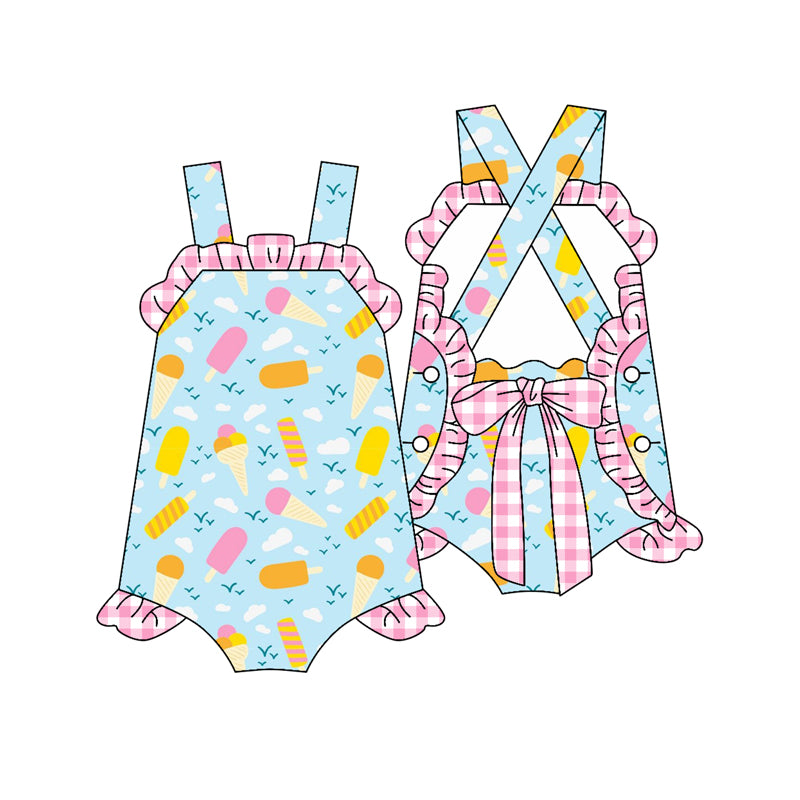 Preorder(moq 5)Baby Infant Girls Popstick Summer Bows Straps Rompers