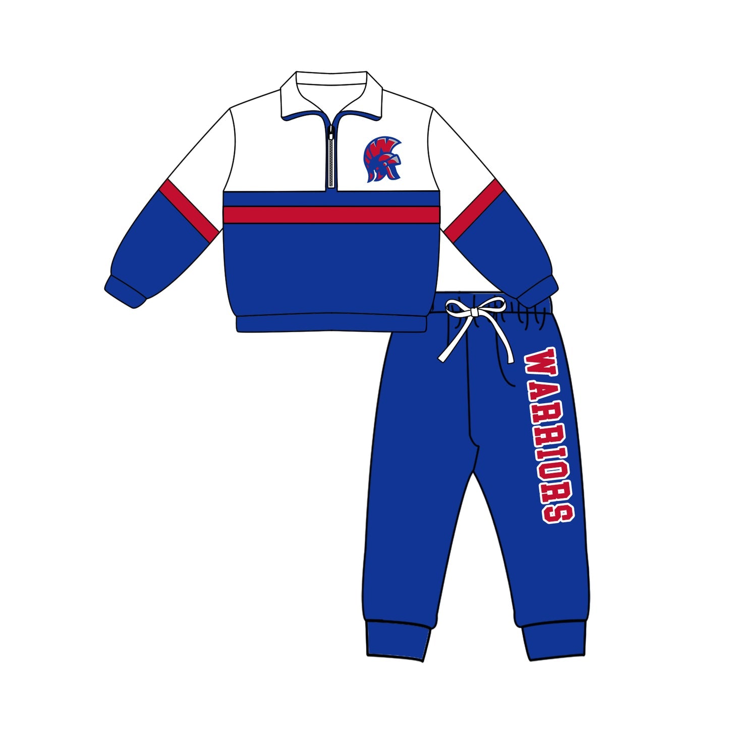 Preorder (moq 5)Baby Boys Warriors Zip Pullovers Jogger Team Clothes Set