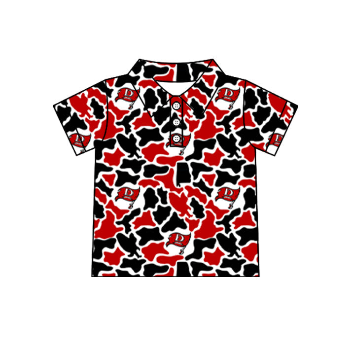 Preorder (moq 5)Baby Boys Short Sleeve Colorful Camo Team Button Polo Shirts Tops