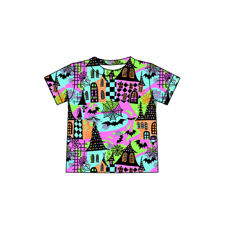 Preorder(moq 5) Baby Kids Halloween Houses Short Sleeve Tee Shirts Tops