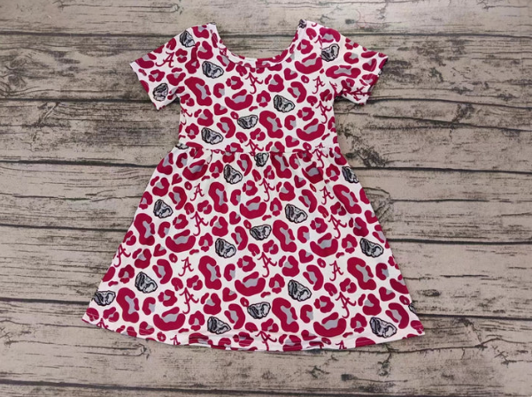 Preorder moq 5 Baby Girls Alabama Team Short Sleeve Knee Length Dresses