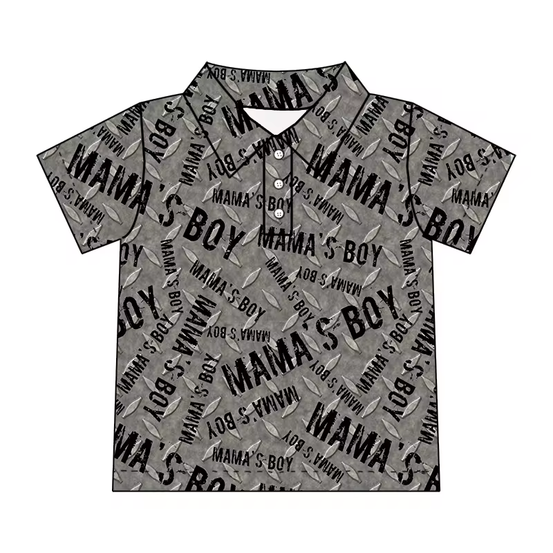 Baby Boys Mama's Boy Short Sleeve Buttons Top Shirt Preorder(moq 5)