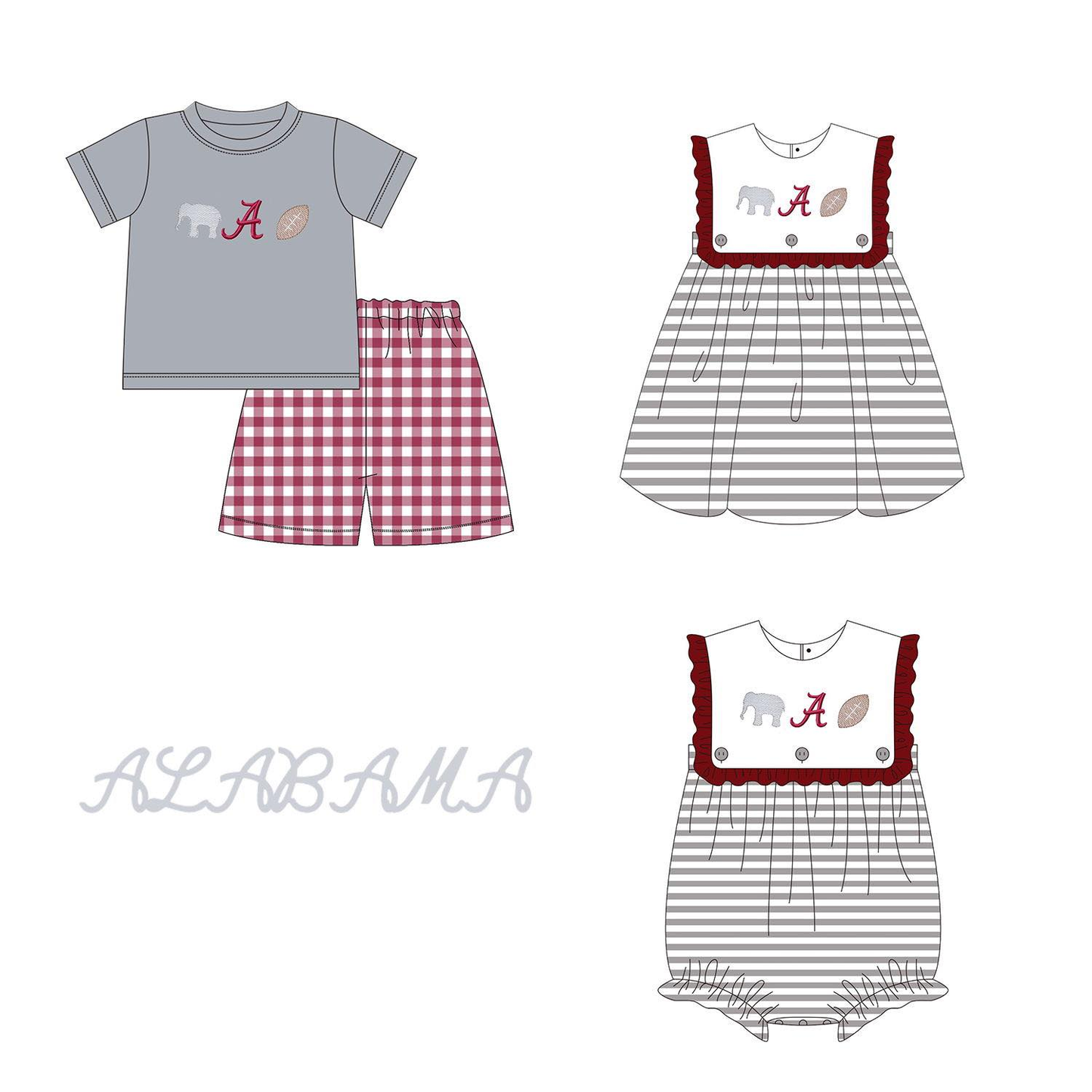 Custom moq 5 Football Item Alabama Sibling Clothes