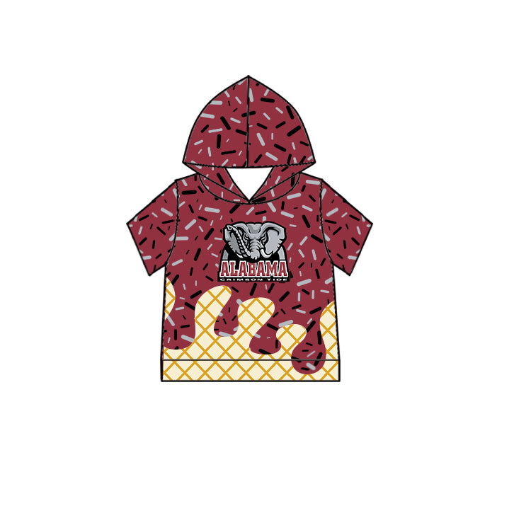 Preorder (moq 5)Baby Boys Drip Sprinkles Alabama Elephant Team Short Sleeves Hoodies Top