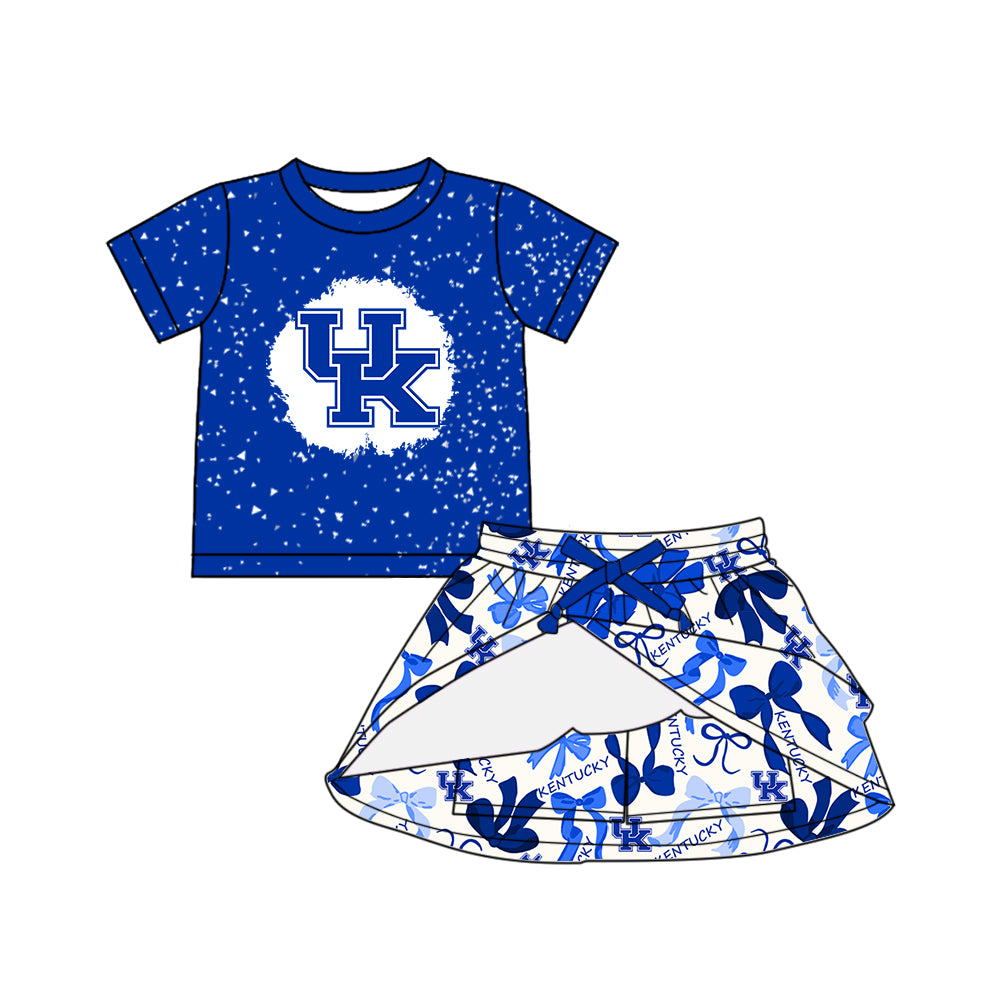 preorder(moq 5) Baby Girls UK Team Short Sleeve Tee Shirt Skort Skirts Clothes Sets