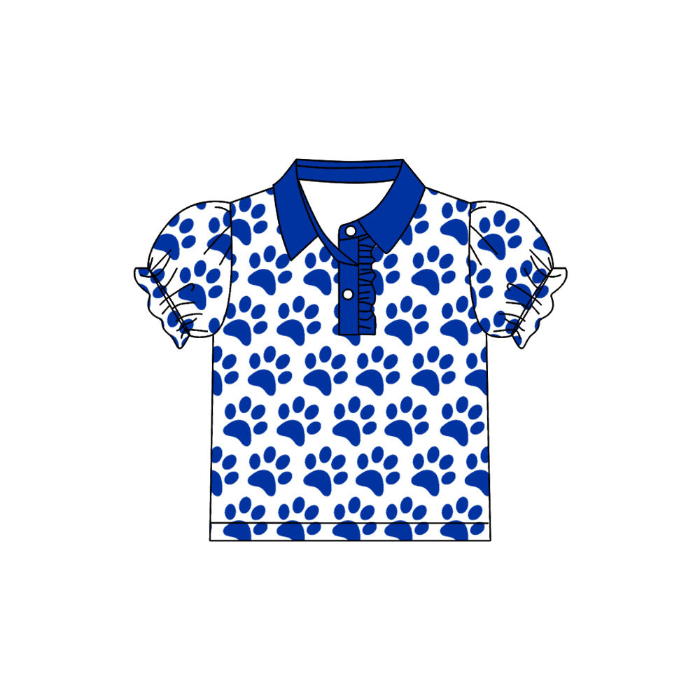 Preorder(moq 5)Baby Girls UK Paw Team Short Sleeve Tee Pullovers Polo Shirts Tops