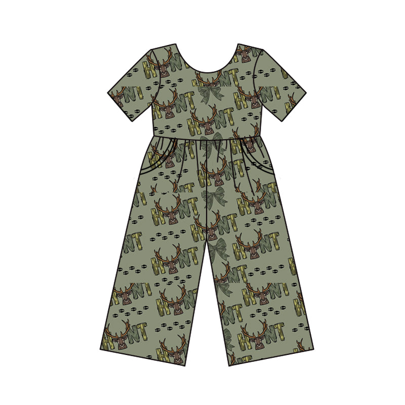 Preorder (moq 5)Baby Girls Hunting Deer Season Pockets Jumpsuits