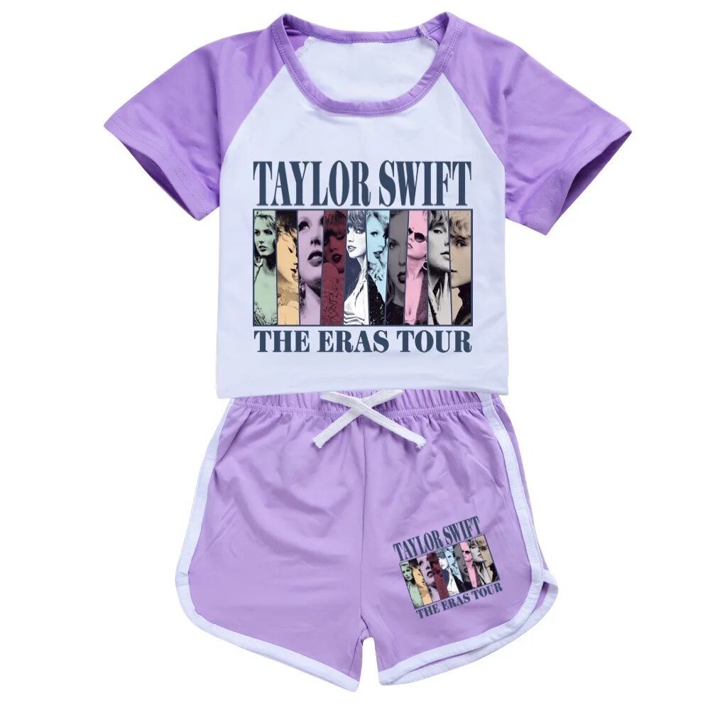 Baby Girls Lavender Taylor Singer Shirt Top Shorts Clothes Sets Preorder(moq 5)
