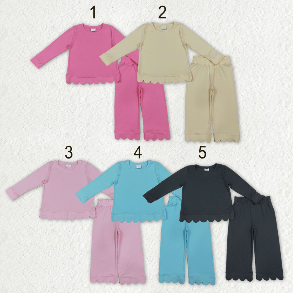 Sibling Baby Girls Long Sleeve Shirts Top Pants Scallop Clothes Sets