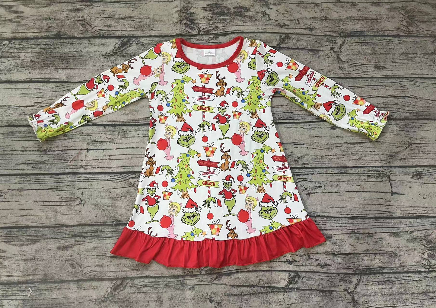 Baby Girls Christmas Frog Ruffle Gowns Dresses