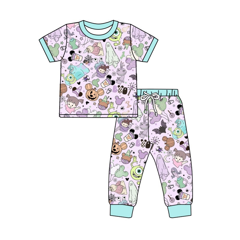 Baby Girls Monster Eye Shirt Top Pants Pajamas Clothes Sets Preorder(moq 5)