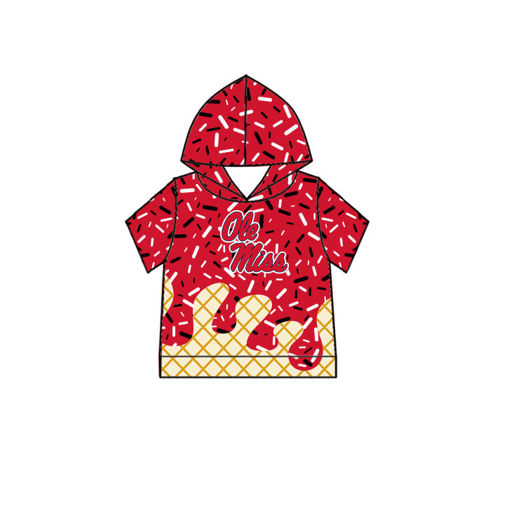 Preorder (moq 5)Baby Boys Drip Sprinkles Ole Miss Team Short Sleeves Hoodies Top