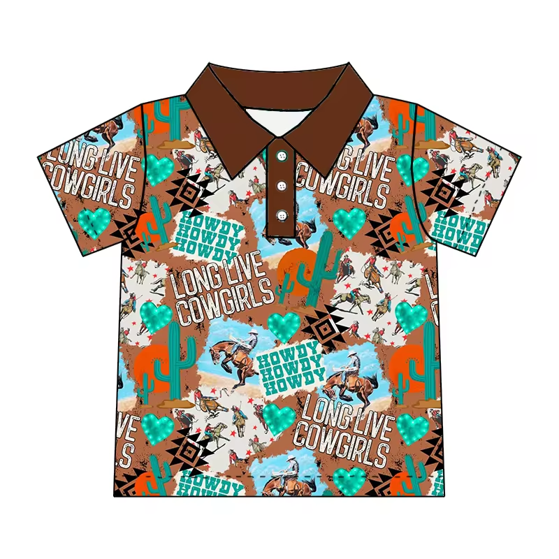 Baby Boys Howdy Western Short Sleeve Buttons Top Shirt Preorder(moq 5)
