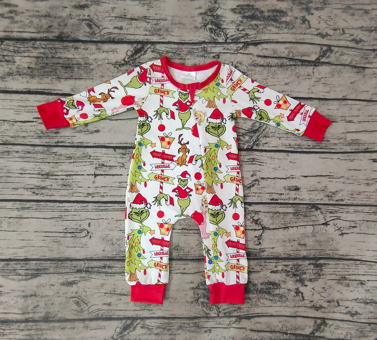 Baby Boys Christmas Frog Zip Rompers