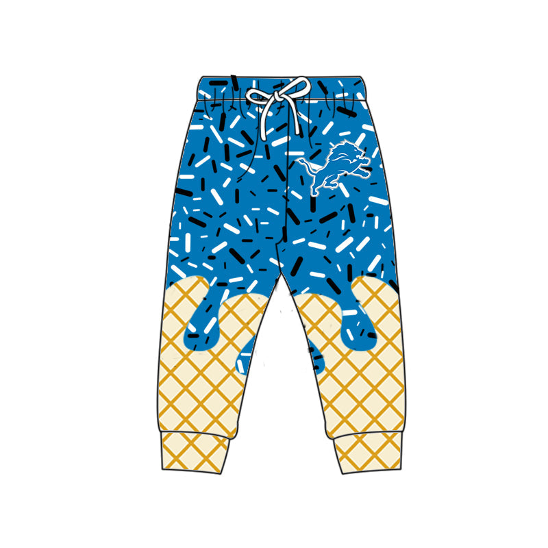 Preorder (moq 5)Baby Boys Blue Drip Sprinkles Detroit Lions Team Jogger Pants Bottom