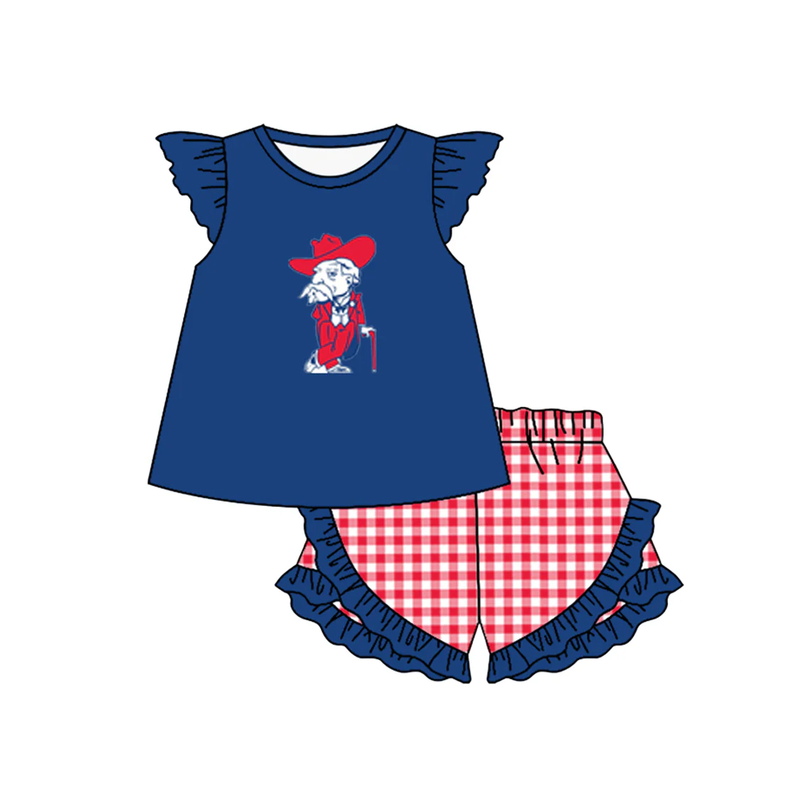 Preorder (moq 5)Baby Girls Old Man Team Tunic Top Shorts Clothes Sets