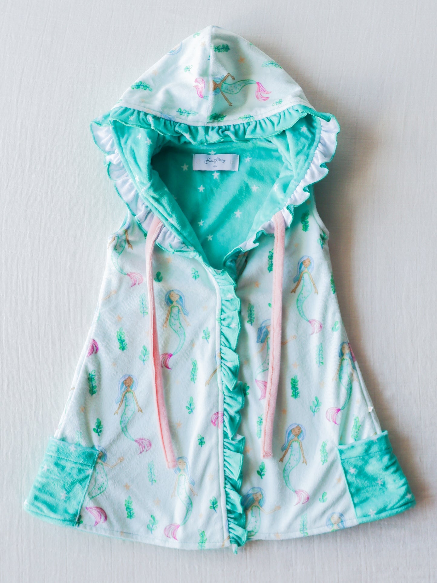 Baby Girls milk silk one layer Mermaid Hooded Swim Cover up Preorder (moq 5)