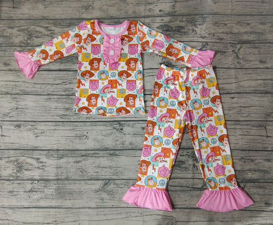 Baby Girls Toy Cartoon Ruffle Pajamas Clothes Sets
