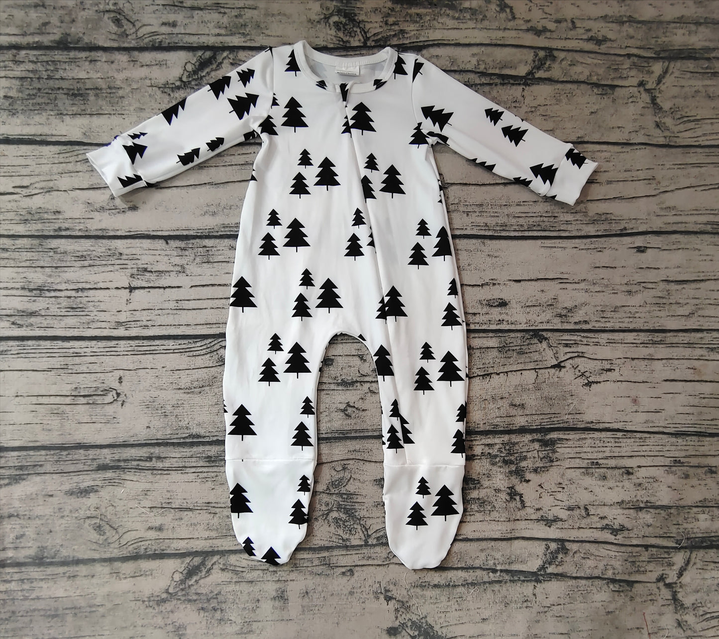 Baby Kids Tree Long Sleeve Zip Rompers
