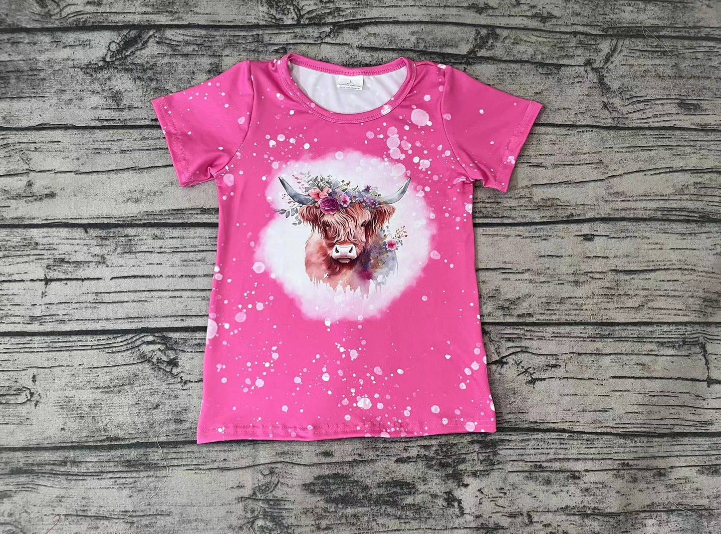 Baby Girls Highland Cow Flowers Short Sleeve Shirts Tops