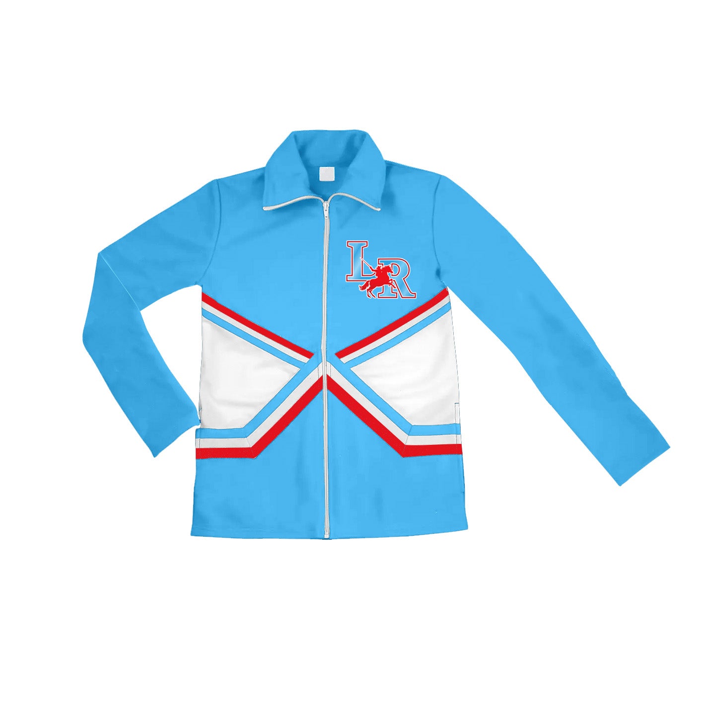 Preorder (moq 5)Baby Girls Sky Blue Long Sleeves LR Rodeo Print Team Zipper Jacket Top