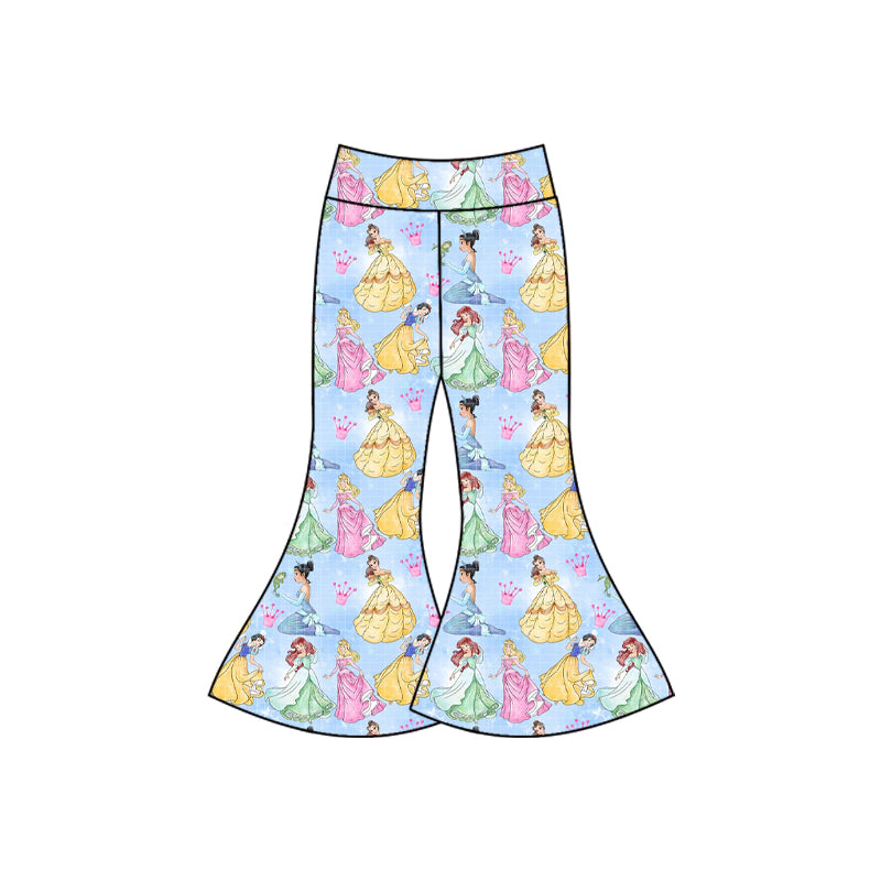 Preorder(moq 5) Baby Girls Cartoon Princesses Bell Bottom Pants Bottom