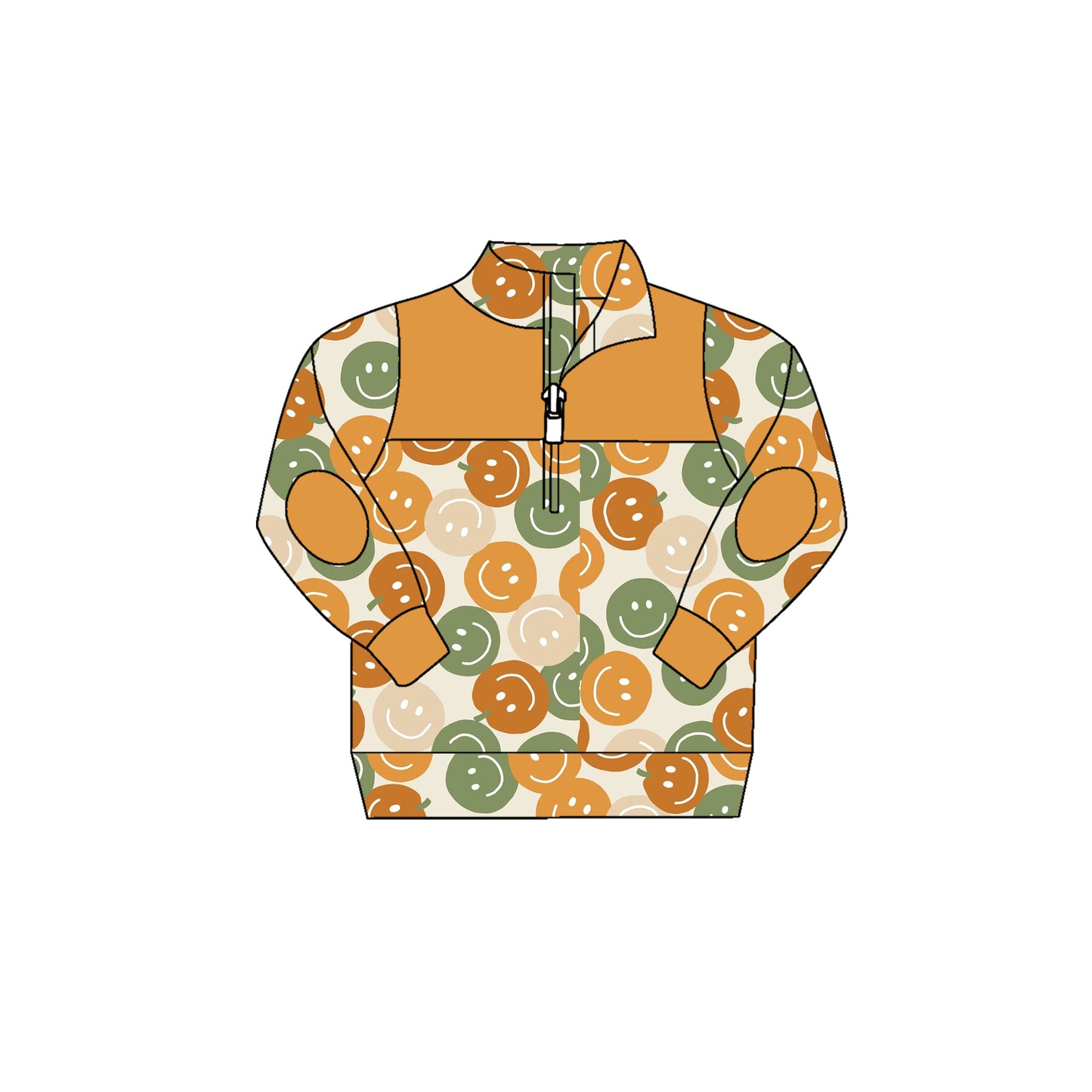 Baby Boys Fall Smile Zip Long Sleeve Tee Shirts Tops Preorder(moq 5)