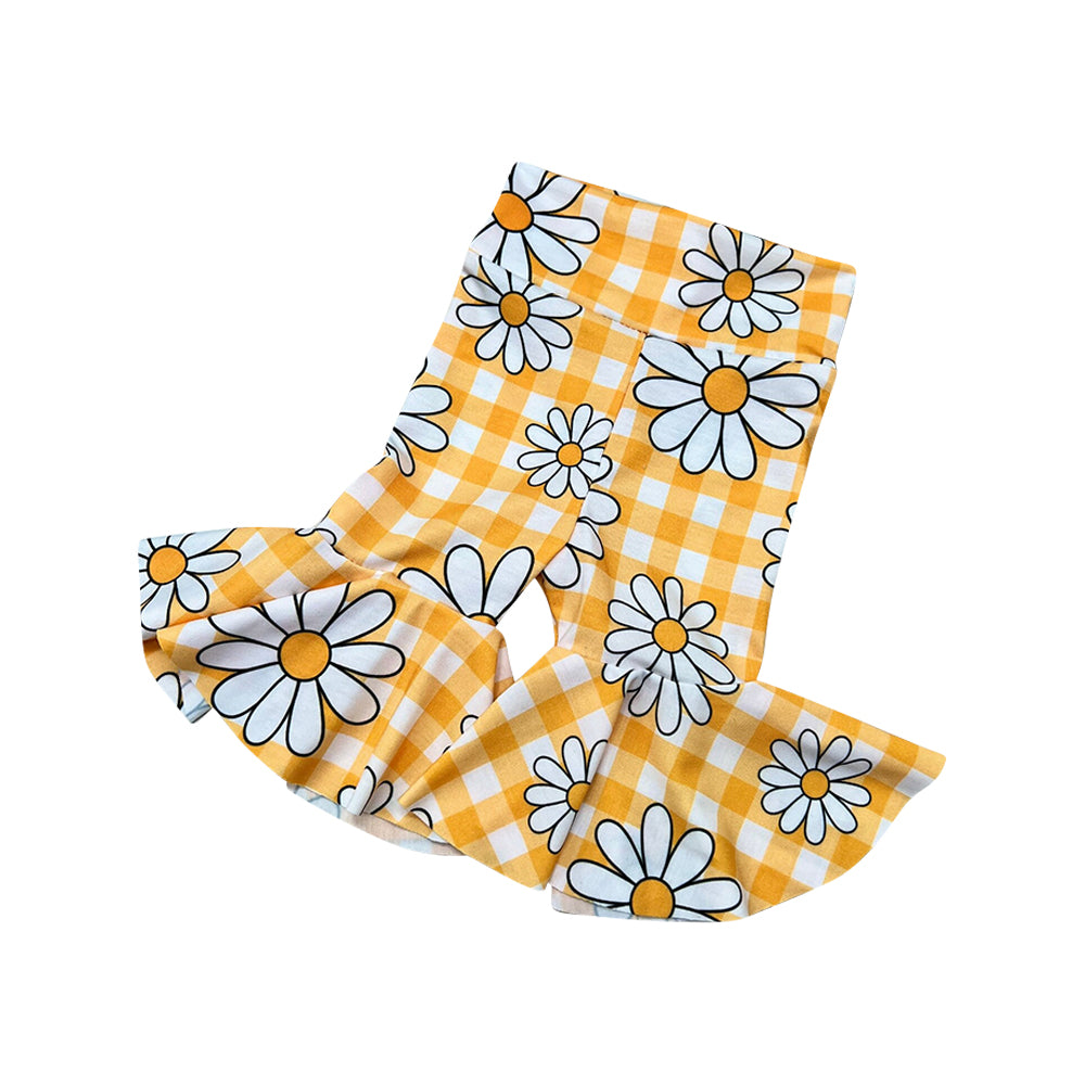Baby Girls Yellow Checkered Flowers Bell Pants preorder(moq 5)
