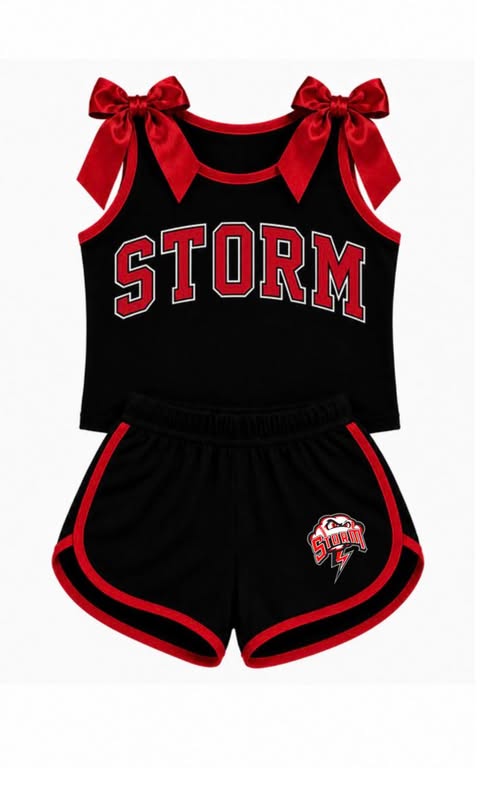 Preorder (moq 5) Baby Girls Storms Bows Vest Short Team Clothes Set