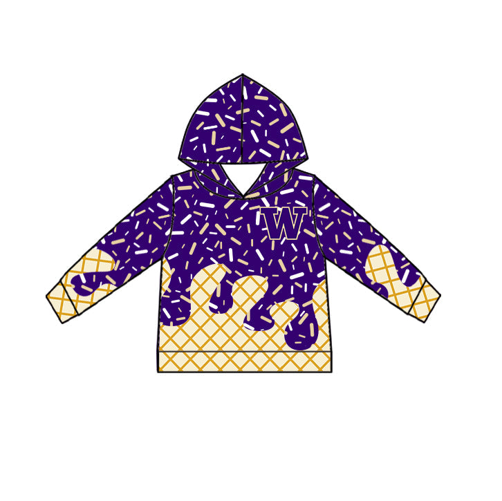 Preorder (moq 5)Baby Boys Drip Sprinkles Washington Huskies Team Long Sleeves Hoodies Top