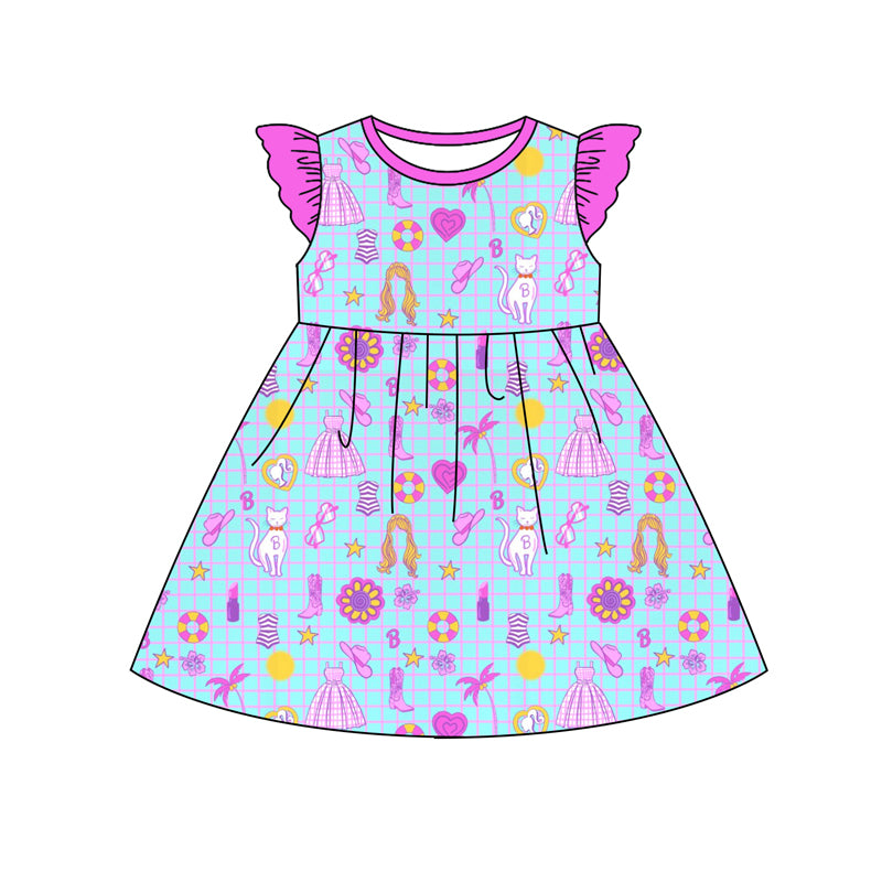 Preorder (moq 5)Baby Girls Cowgirls Vacation Knee Length Dresses