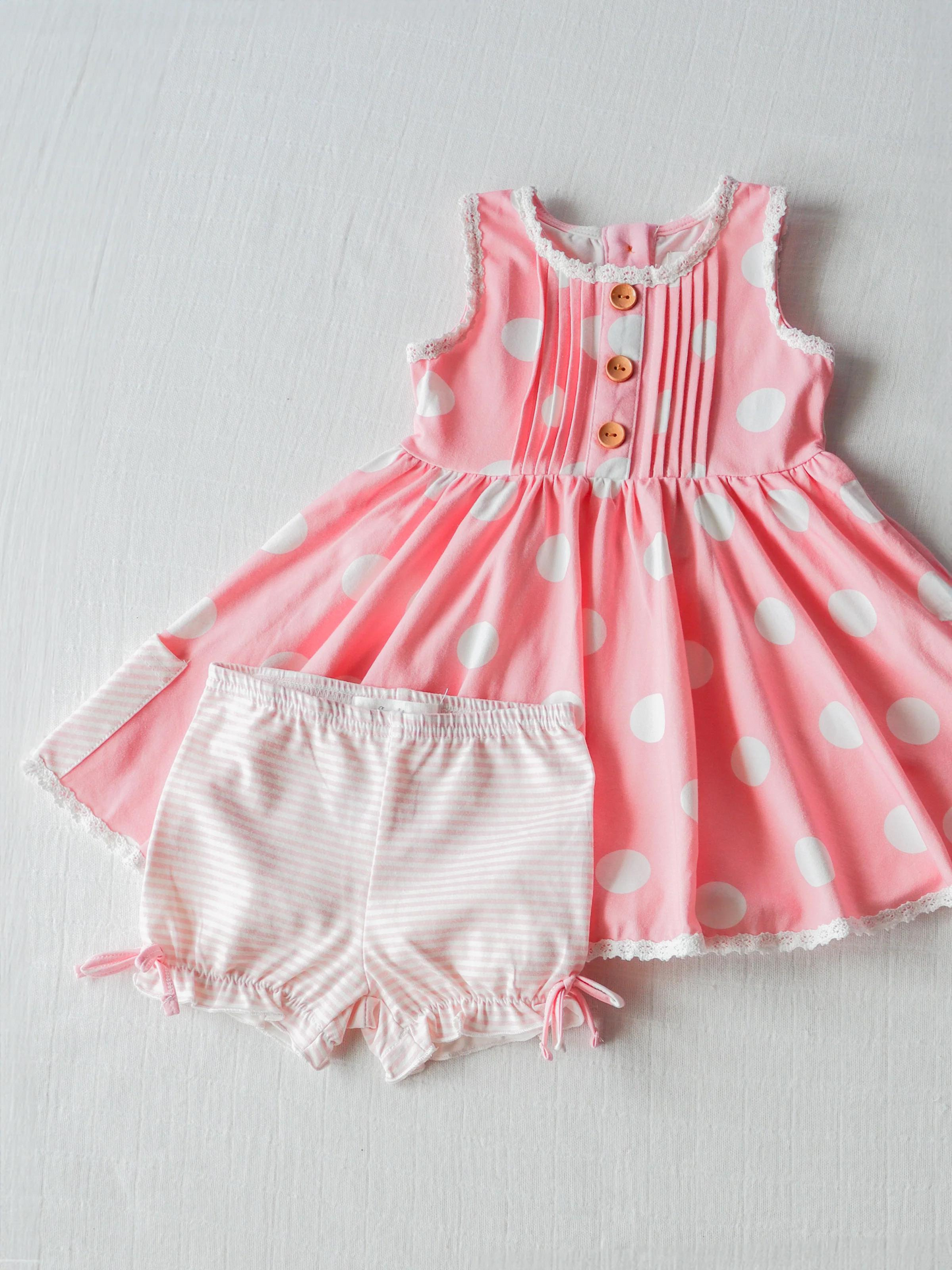 Baby Girls Pink Dots Tunic Top Shorts Clothes Sets Preorder (moq 5)