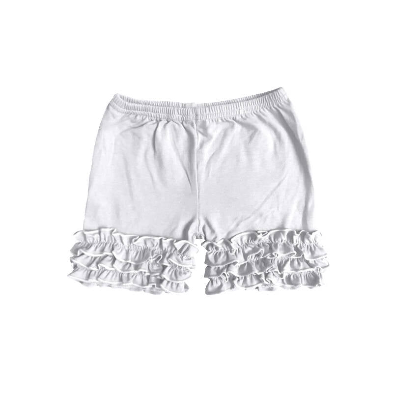 Preorder (moq 5)Baby Girls White Icing Ruffle Bottoms Shorts