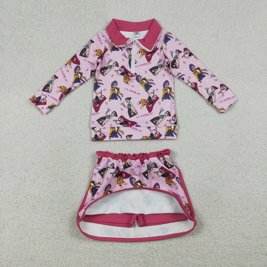 Baby Girls Pink Demon Hunter Zipper Pullovers Skirt Shorts Yoga Active Clothes Sets