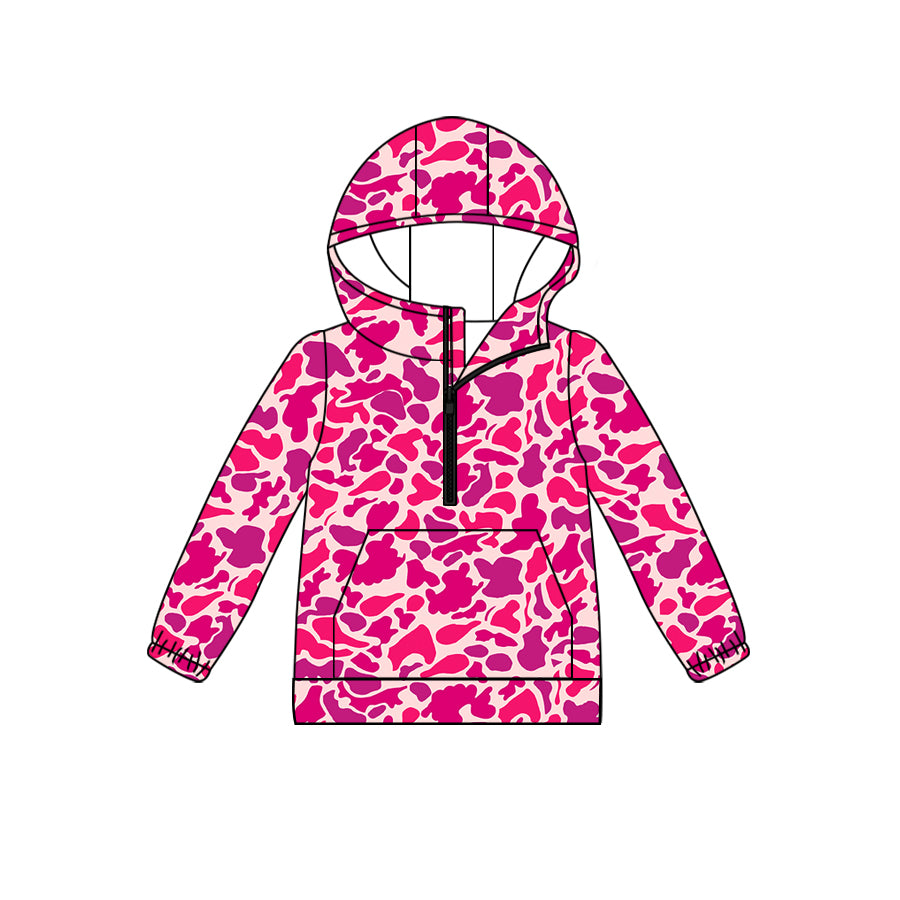 Preorder(moq 5)Baby Girls Boys Hot Pink Camouflage Hunting Long Sleeve Hoodie Hooded Tops